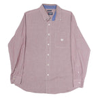 CHAPS Mens Red & White Check Shirt M Button Down Collar Long Sleeve Cotton