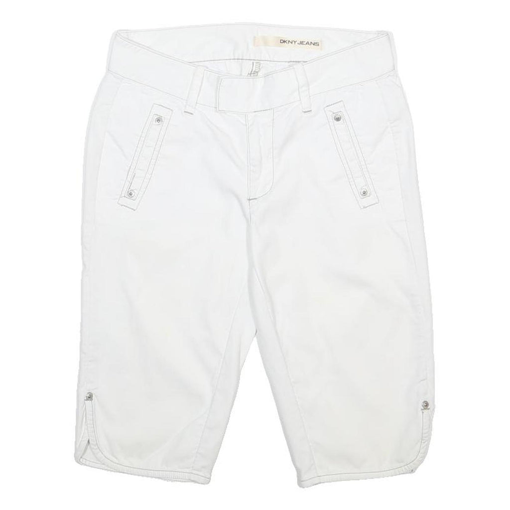 DKNY Womens White Cotton Casual Shorts M W30 Comfortable Fit Lightweight