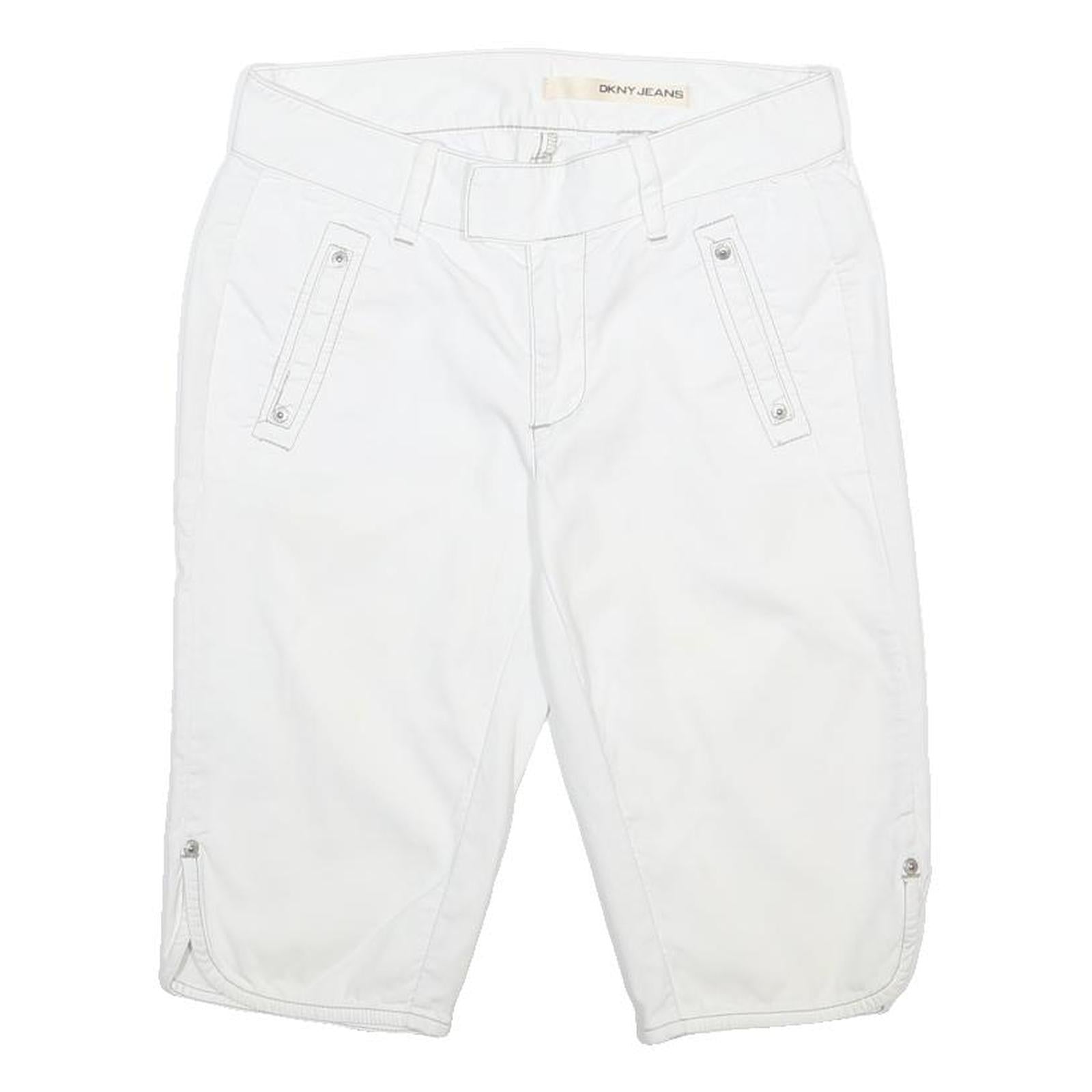 DKNY Womens White Cotton Casual Shorts M W30 Comfortable Fit Lightweight