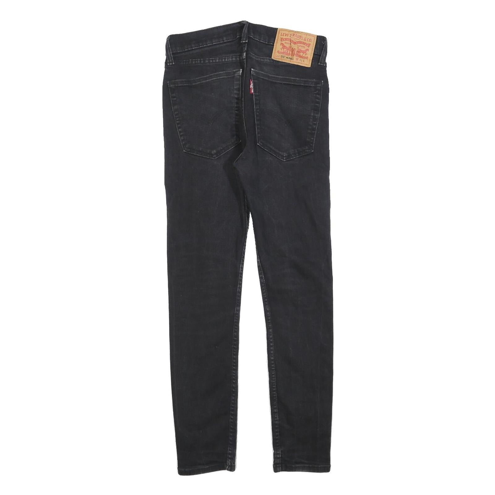 LEVI'S 519 Mens Slim Black Denim Dark Zip W29 L28 Slim Fit Skinny Jeans