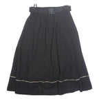 Womens A-Line Skirt Black Midi Wool XS