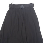 Womens A-Line Skirt Black Midi Wool XS