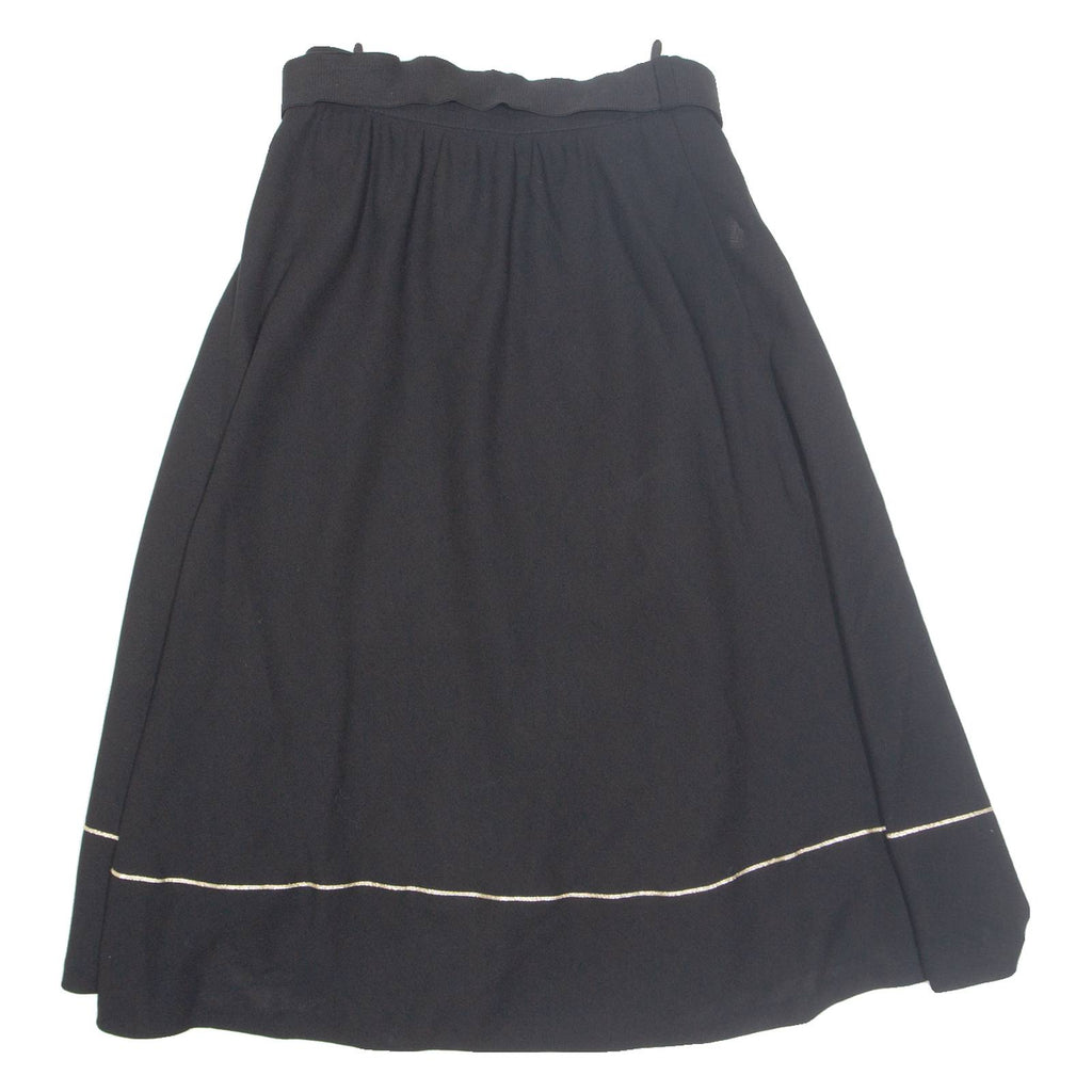Womens A-Line Skirt Black Midi Wool XS