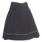 Womens A-Line Skirt Black Midi Wool XS