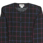 JOAN LESLIE Womens Black & Blue & Purple Checked Blazer Jacket UK 6 Polyester