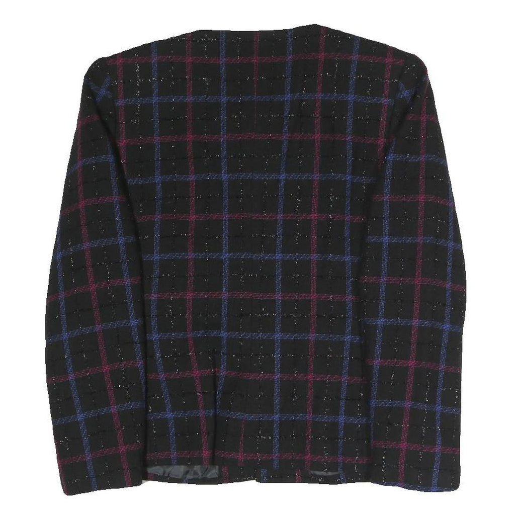 JOAN LESLIE Womens Black & Blue & Purple Checked Blazer Jacket UK 6 Polyester