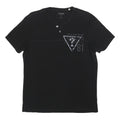 GUESS Mens Black Graphic T-Shirt L Short Sleeve Henley Neck Cotton Blend