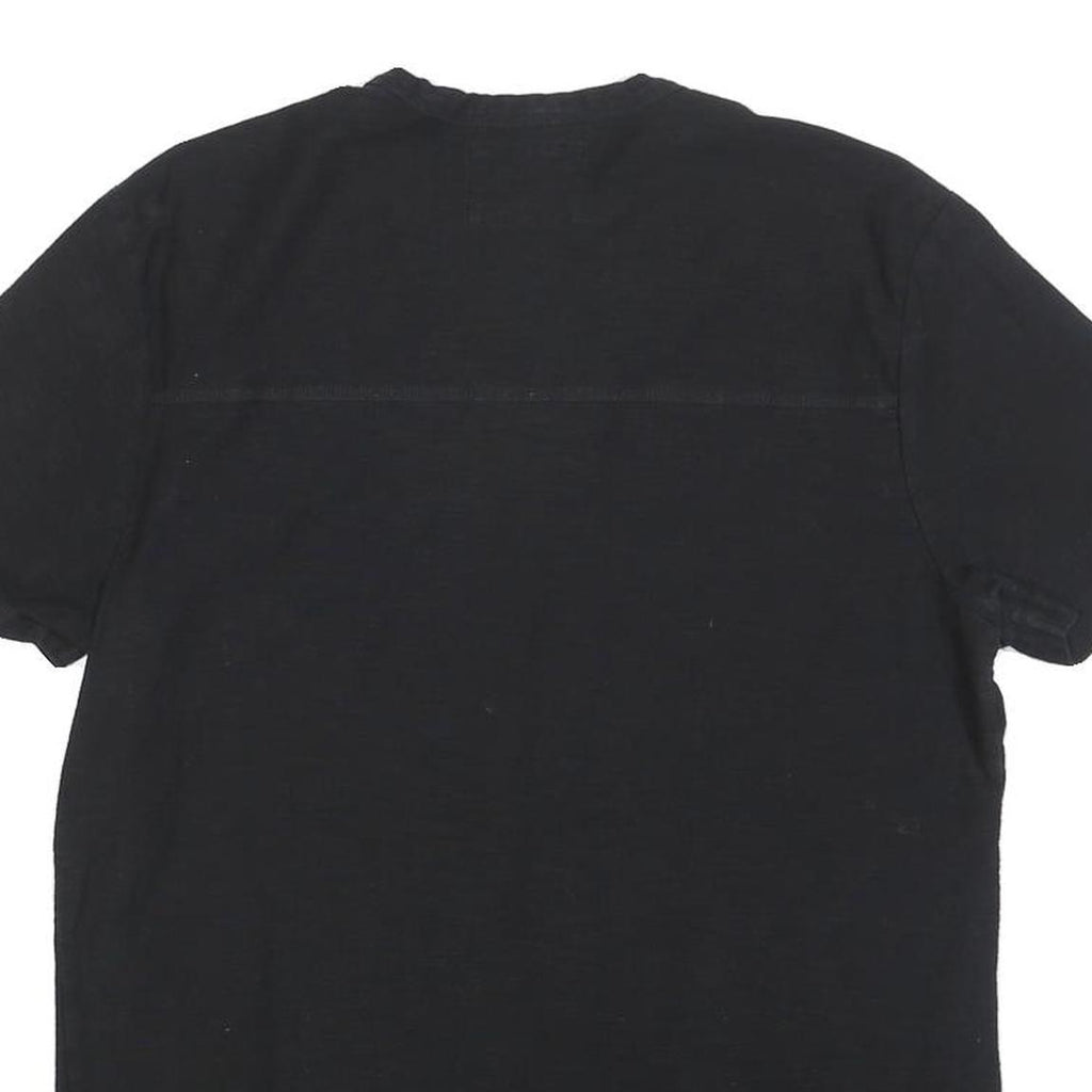 GUESS Mens Black Graphic T-Shirt L Short Sleeve Henley Neck Cotton Blend