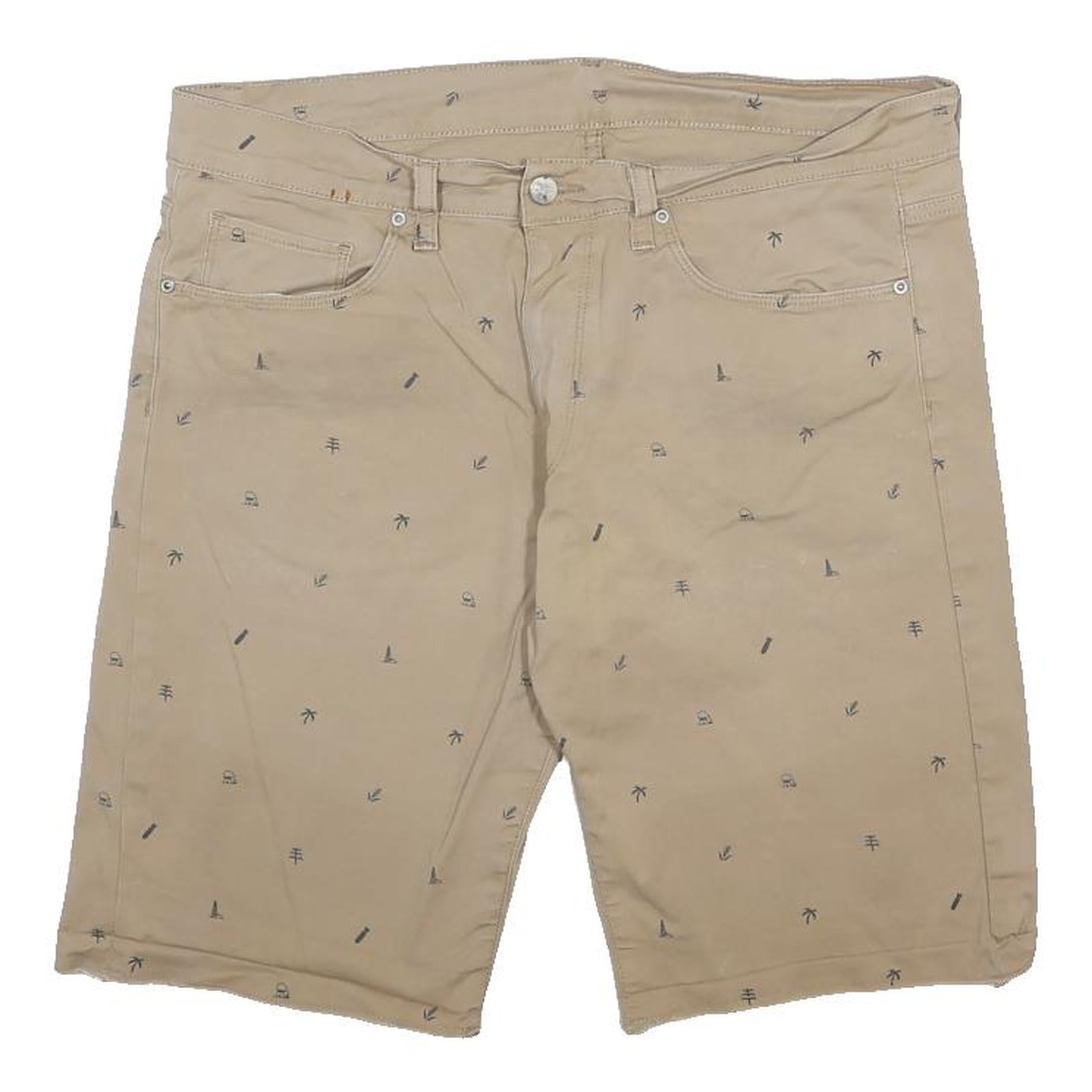 CARHARTT Mens Shorts Beige Casual M W34 Cotton Blend Palm Print