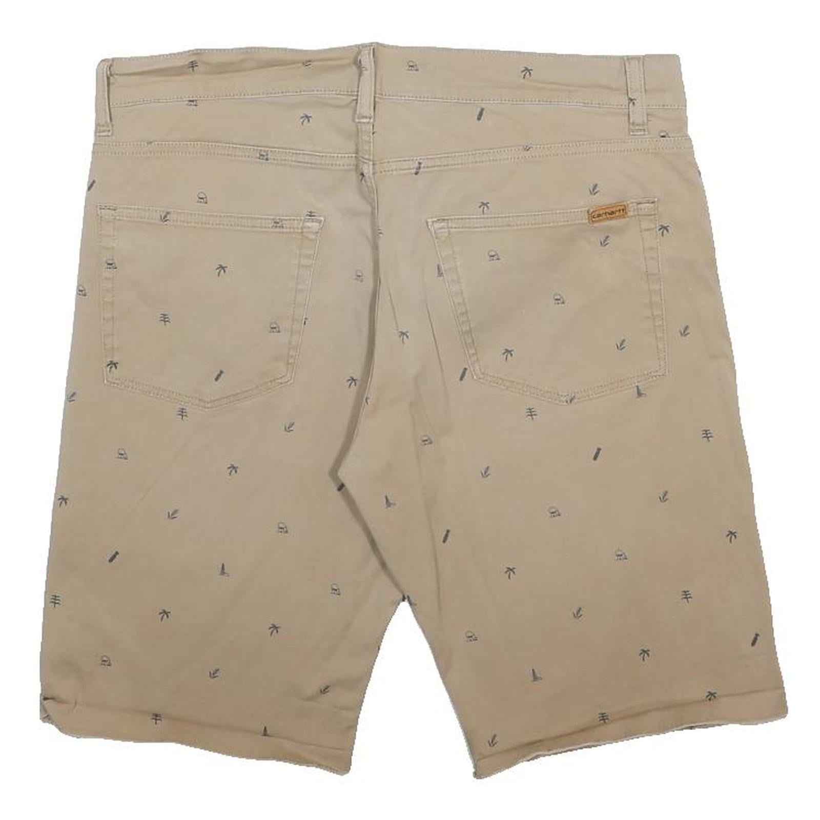 CARHARTT Mens Shorts Beige Casual M W34 Cotton Blend Palm Print