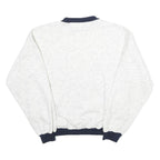 Mens White & Navy Sport Cotton Blend Crew Neck Sweatshirt S Casual Retro Style