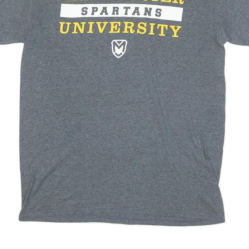 GILDAN Mens Grey Manchester Spartans University Graphic T-Shirt M Crew Neck