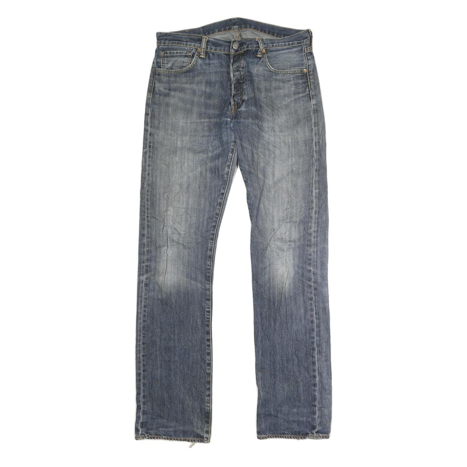 LEVI'S 501 Mens Jeans Blue Regular Straight Denim Medium W36 L35 Classic Button