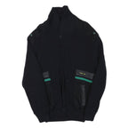 NAVIGARE Mens Black Wool Blend Jacket S Knit Zip Up Plain Stylish Casual