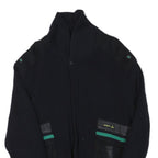 NAVIGARE Mens Black Wool Blend Jacket S Knit Zip Up Plain Stylish Casual