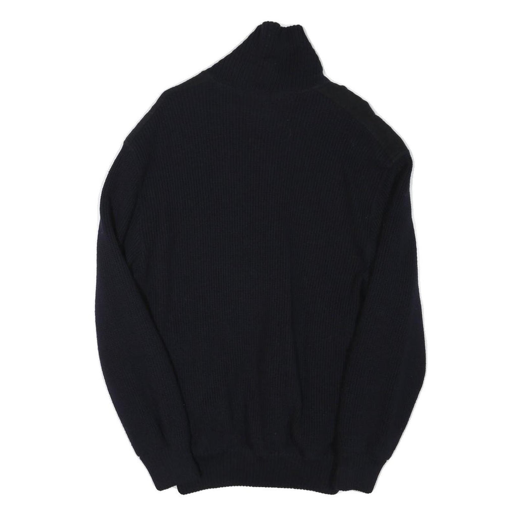 NAVIGARE Mens Black Wool Blend Jacket S Knit Zip Up Plain Stylish Casual