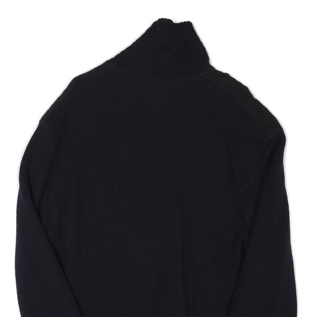 NAVIGARE Mens Black Wool Blend Jacket S Knit Zip Up Plain Stylish Casual