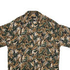 VAN HEUSEN Washable Rayon Mens Hawaiian Shirt Brown Floral L