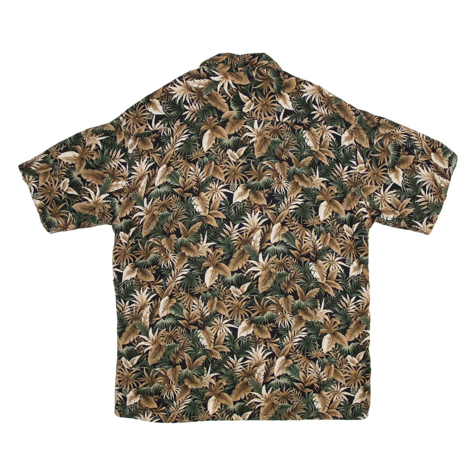VAN HEUSEN Washable Rayon Mens Hawaiian Shirt Brown Floral L
