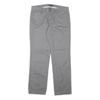 TOMMY HILFIGER Womens Regular Grey Cotton Blend Zip Trousers W32 L30 Classic