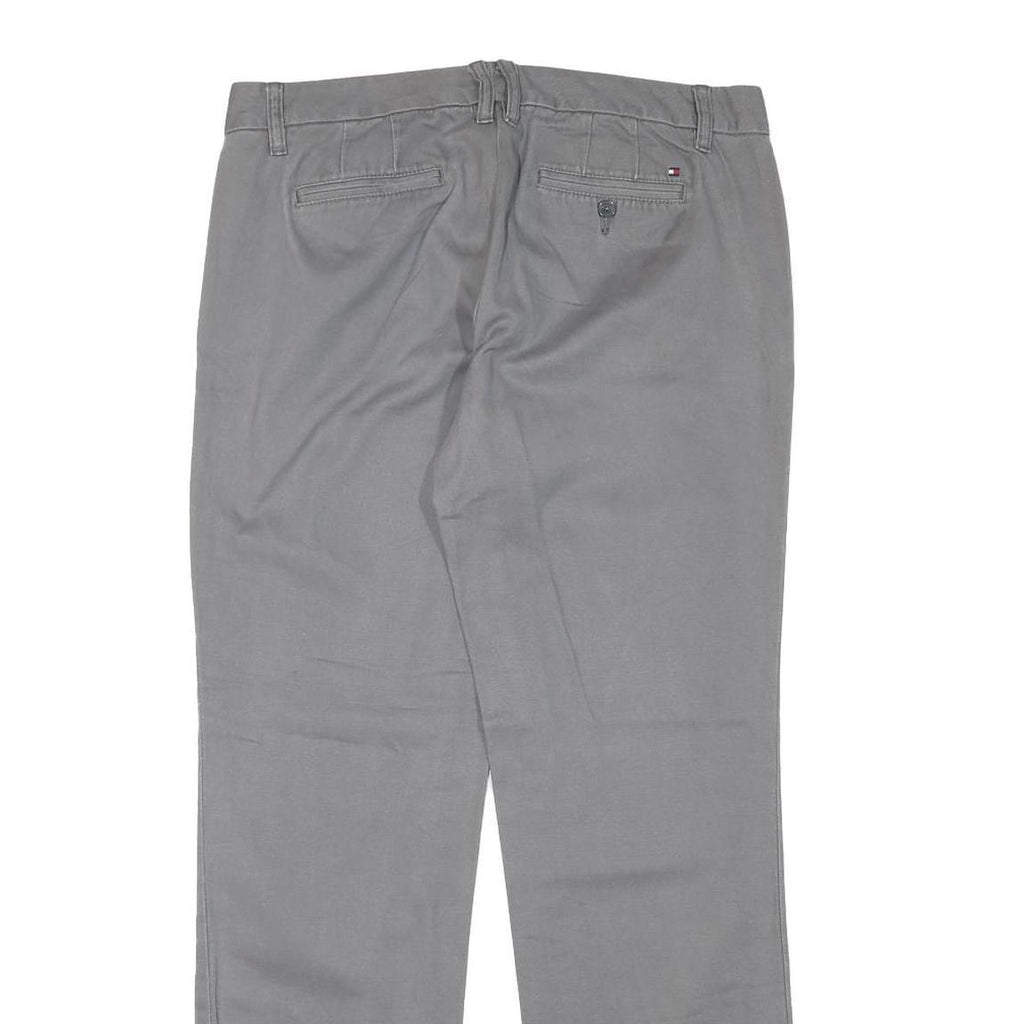 TOMMY HILFIGER Womens Regular Grey Cotton Blend Zip Trousers W32 L30 Classic