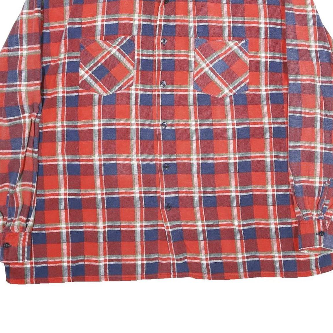 DICKIES Mens Red & Blue Check Shirt XL Long Sleeve Cotton Workwear
