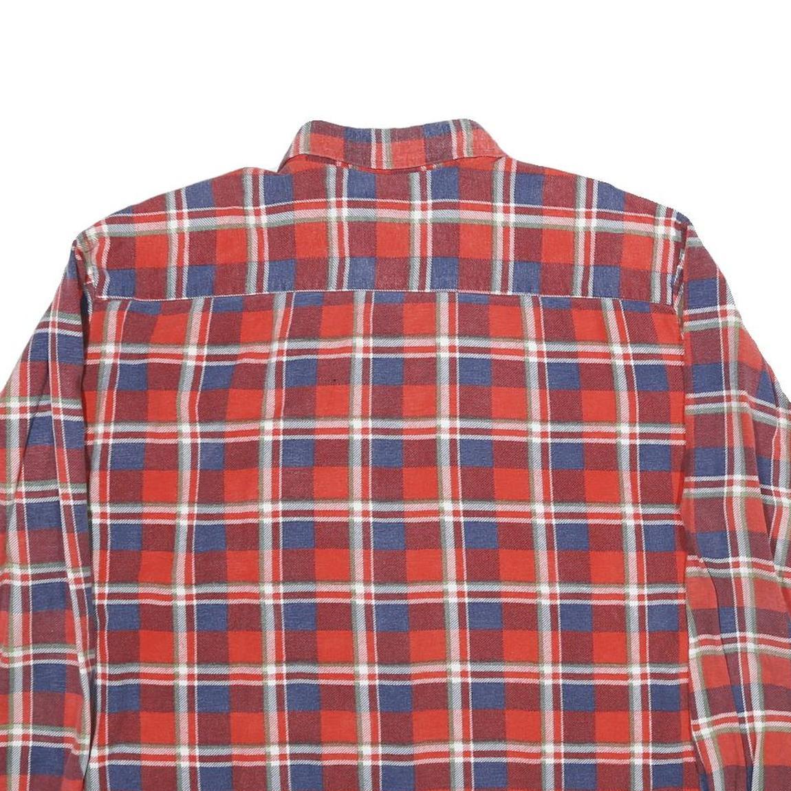 DICKIES Mens Red & Blue Check Shirt XL Long Sleeve Cotton Workwear