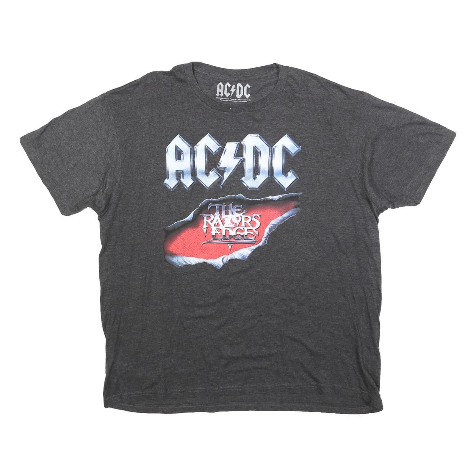 ACDC Mens Grey The Razors Edge Graphic T-Shirt XL Short Sleeve Crew Neck