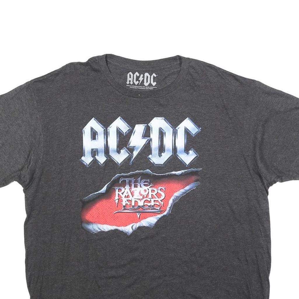 ACDC Mens Grey The Razors Edge Graphic T-Shirt XL Short Sleeve Crew Neck