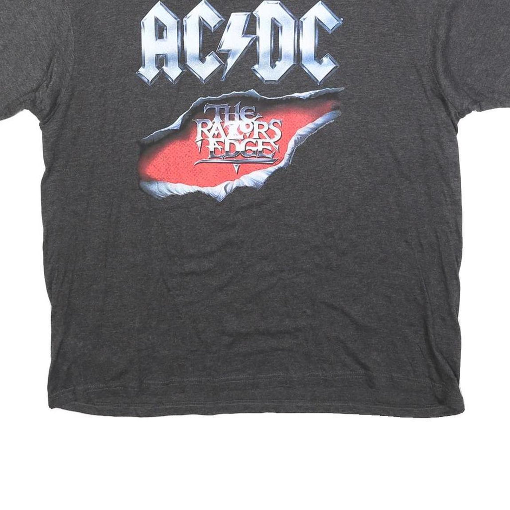 ACDC Mens Grey The Razors Edge Graphic T-Shirt XL Short Sleeve Crew Neck