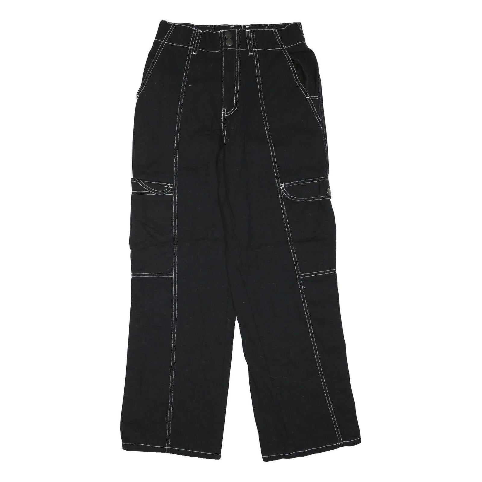 Womens Black Regular Fit Straight Cotton Blend Jeans W28 L29 Contrast Stitching