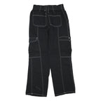 Womens Black Regular Fit Straight Cotton Blend Jeans W28 L29 Contrast Stitching