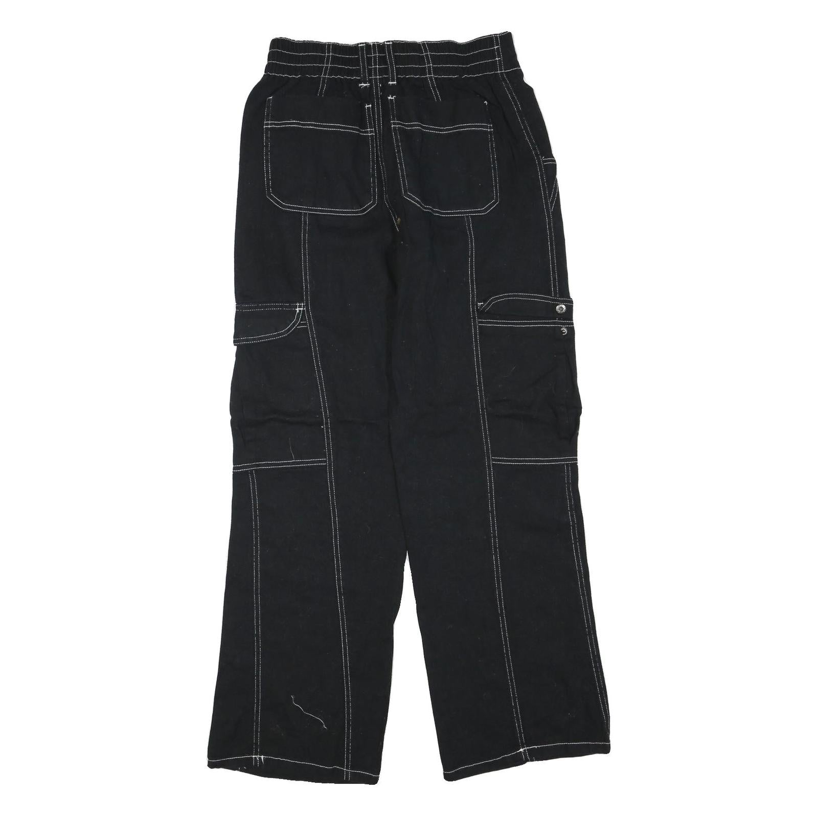 Womens Black Regular Fit Straight Cotton Blend Jeans W28 L29 Contrast Stitching