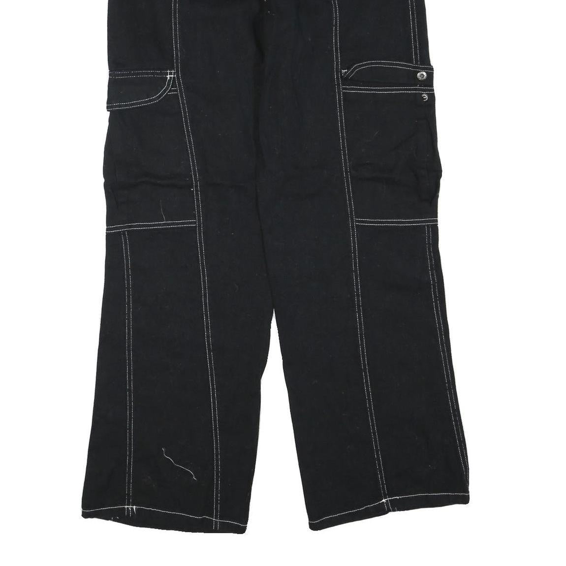 Womens Black Regular Fit Straight Cotton Blend Jeans W28 L29 Contrast Stitching