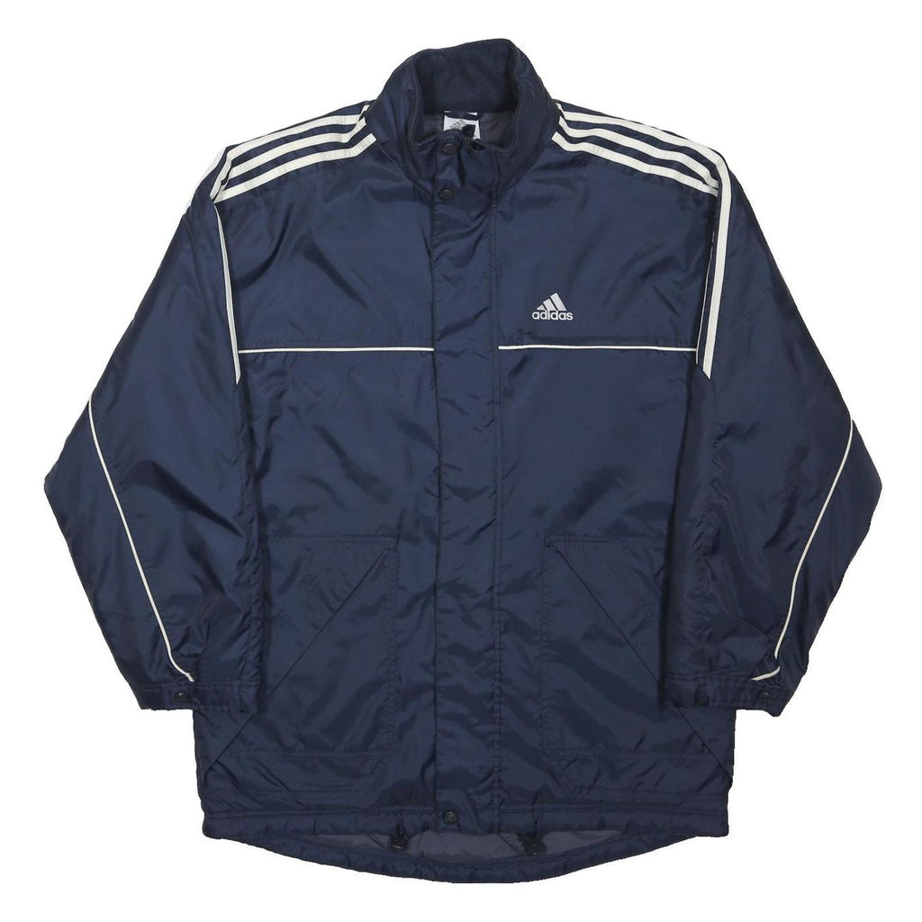 ADIDAS Mens Navy Blue Track Jacket S Polyester Blend Zip Athletic Sports
