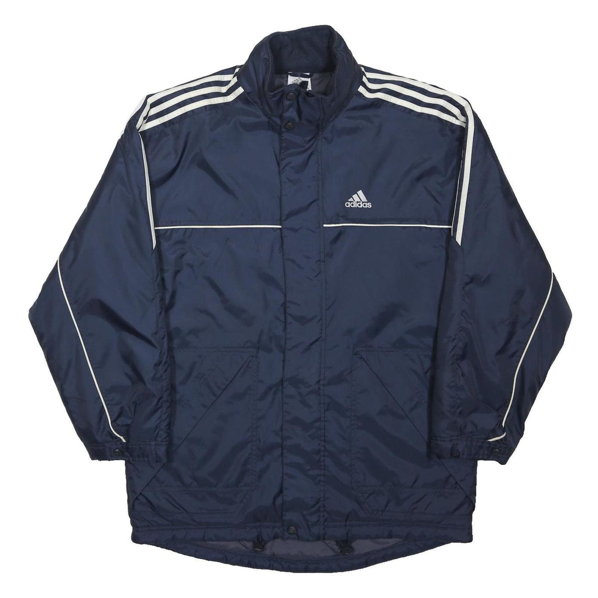 ADIDAS Mens Navy Blue Track Jacket S Polyester Blend Zip Athletic Sports