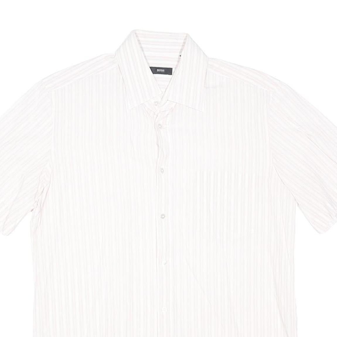 BOSS HUGO BOSS Mens White Pattern Shirt M Cotton Blend Classic Button Down