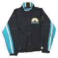 STARTER Mens Black & Blue All Star Game Zip Jacket M Polyester Blend Striped