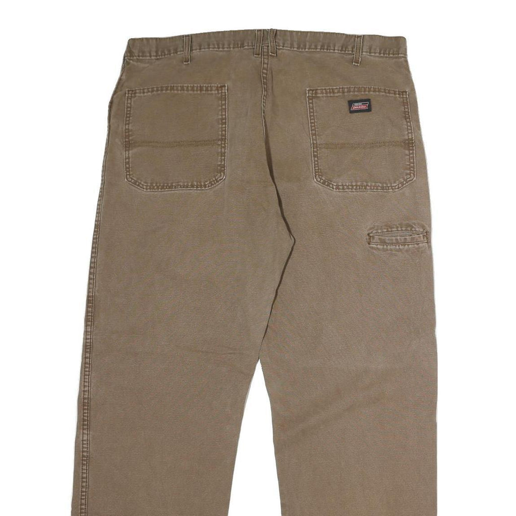 DICKIES Mens Cotton Regular Fit Straight Jeans Beige W40 L32 Workwear Zip