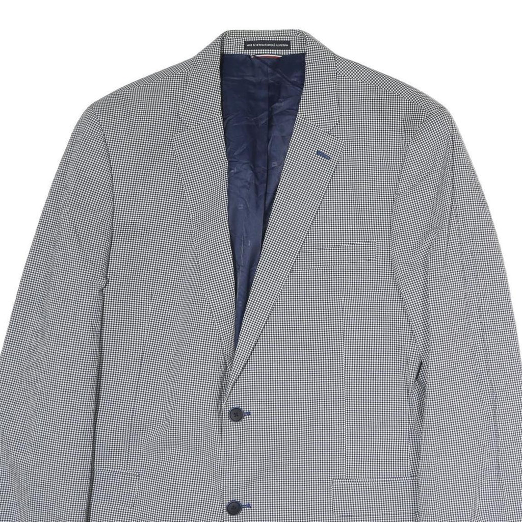 TOMMY HILFIGER Mens Grey & Blue Classic Jacket XL Cotton Woven Button Closure