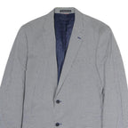 TOMMY HILFIGER Mens Grey & Blue Classic Jacket XL Cotton Woven Button Closure