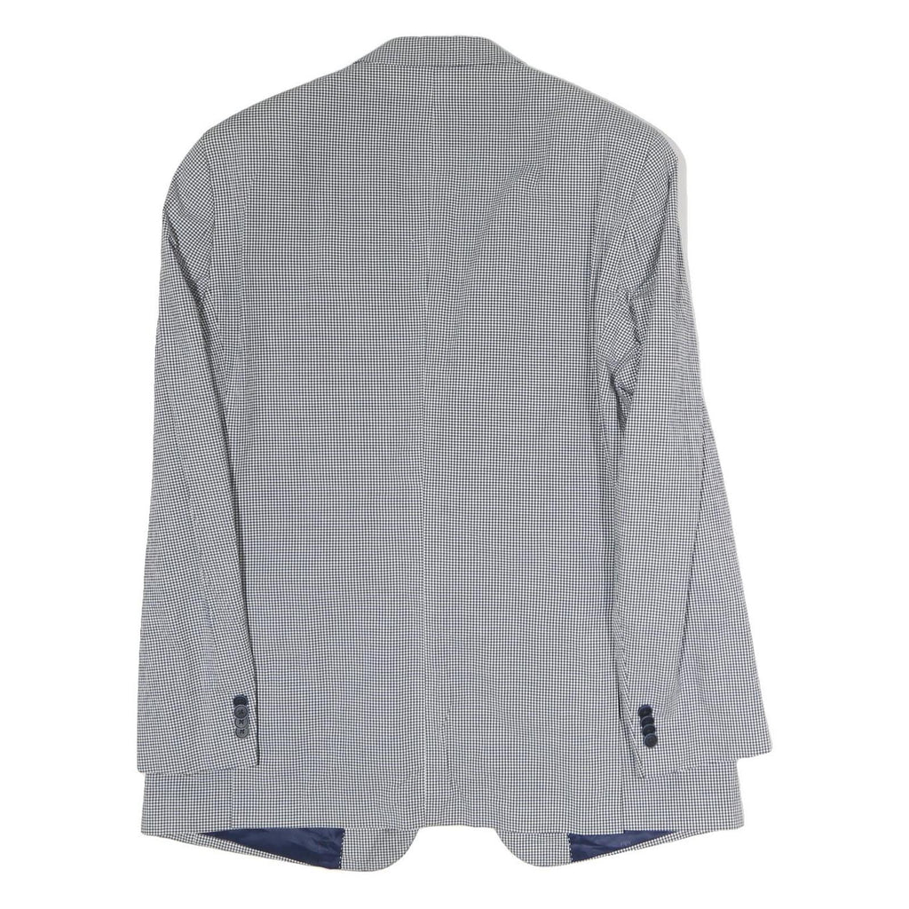TOMMY HILFIGER Mens Grey & Blue Classic Jacket XL Cotton Woven Button Closure