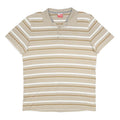 PUMA Mens Beige & White Striped Short Sleeve Polo Shirt L Cotton Casual