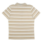 PUMA Mens Beige & White Striped Short Sleeve Polo Shirt L Cotton Casual