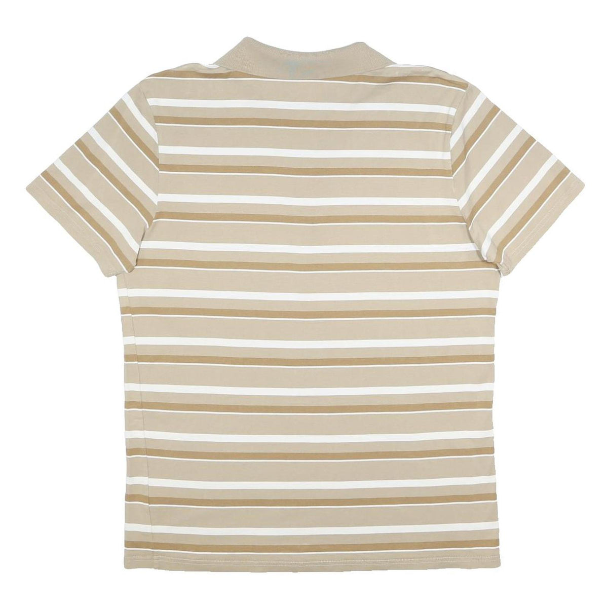 PUMA Mens Beige & White Striped Short Sleeve Polo Shirt L Cotton Casual