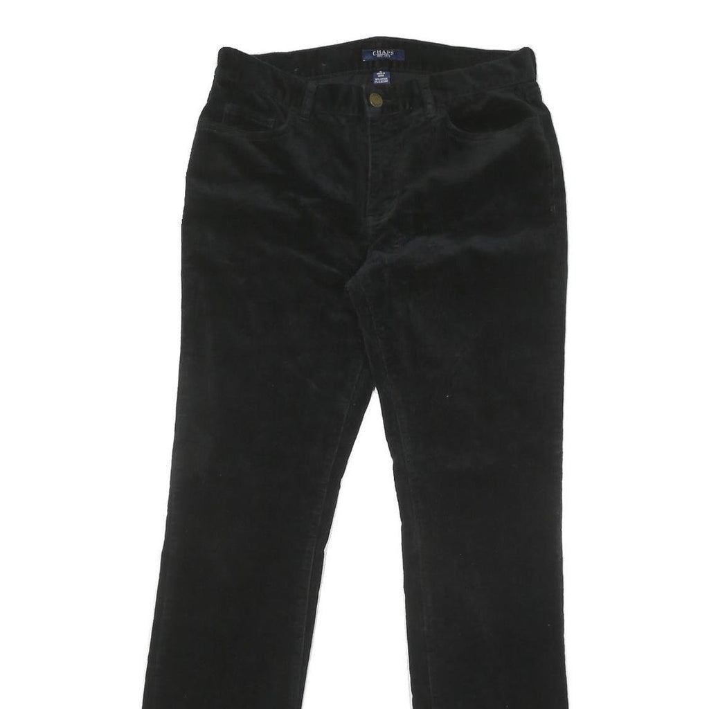 CHAPS Womens Black Slim Straight Cotton Blend Trousers W30 L31 Zip Pockets