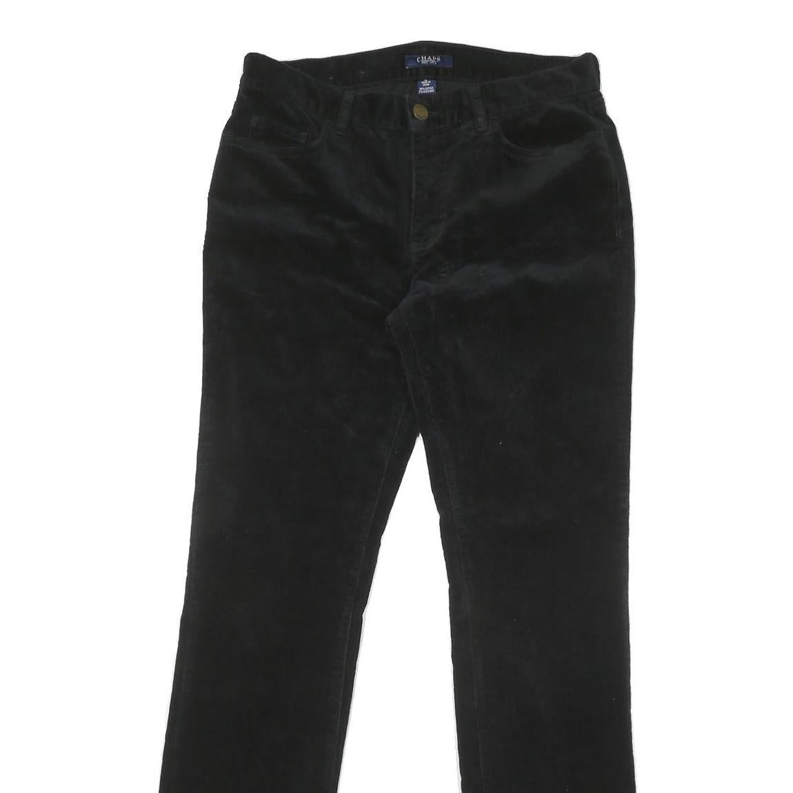 CHAPS Womens Black Slim Straight Cotton Blend Trousers W30 L31 Zip Pockets