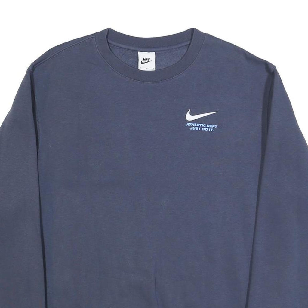 NIKE Mens Blue Crew Neck M Cotton Blend Sweatshirt Athletic Dept Just Do It