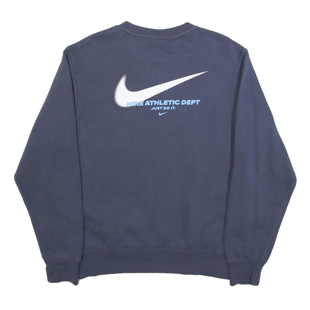 NIKE Mens Blue Crew Neck M Cotton Blend Sweatshirt Athletic Dept Just Do It