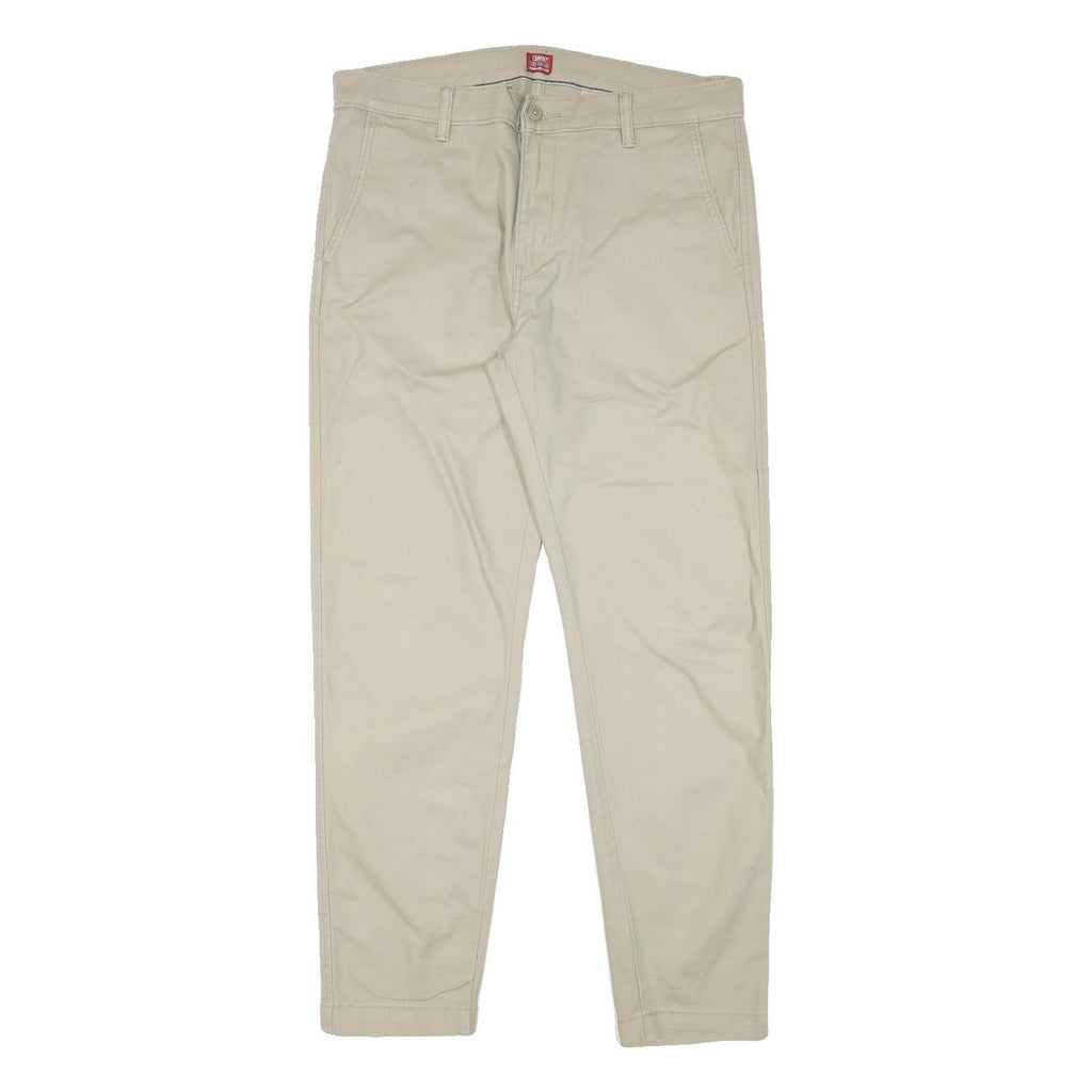 LEVI'S Mens Cotton Blend Beige Slim Tapered Trousers W36 L30 Casual Zip Closure